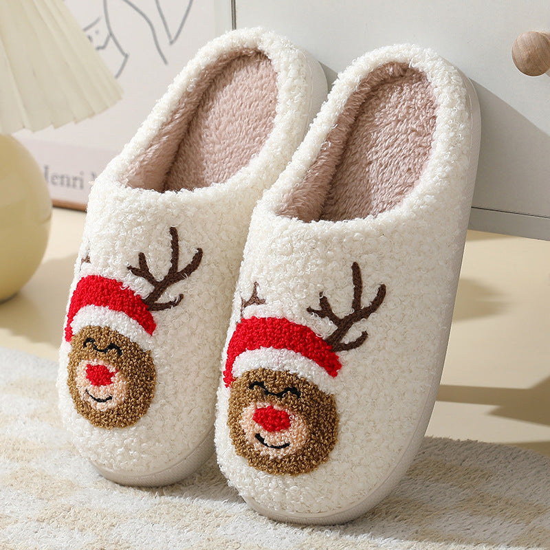 Christmas Home Slippers – Cute Cartoon Santa Cotton Slippers