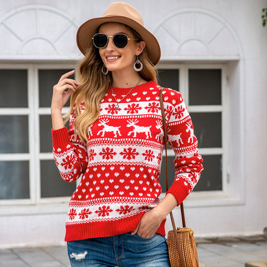 Christmas Snowflake Pullover Sweater for Women