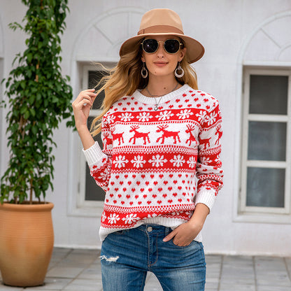 Christmas Snowflake Pullover Sweater for Women