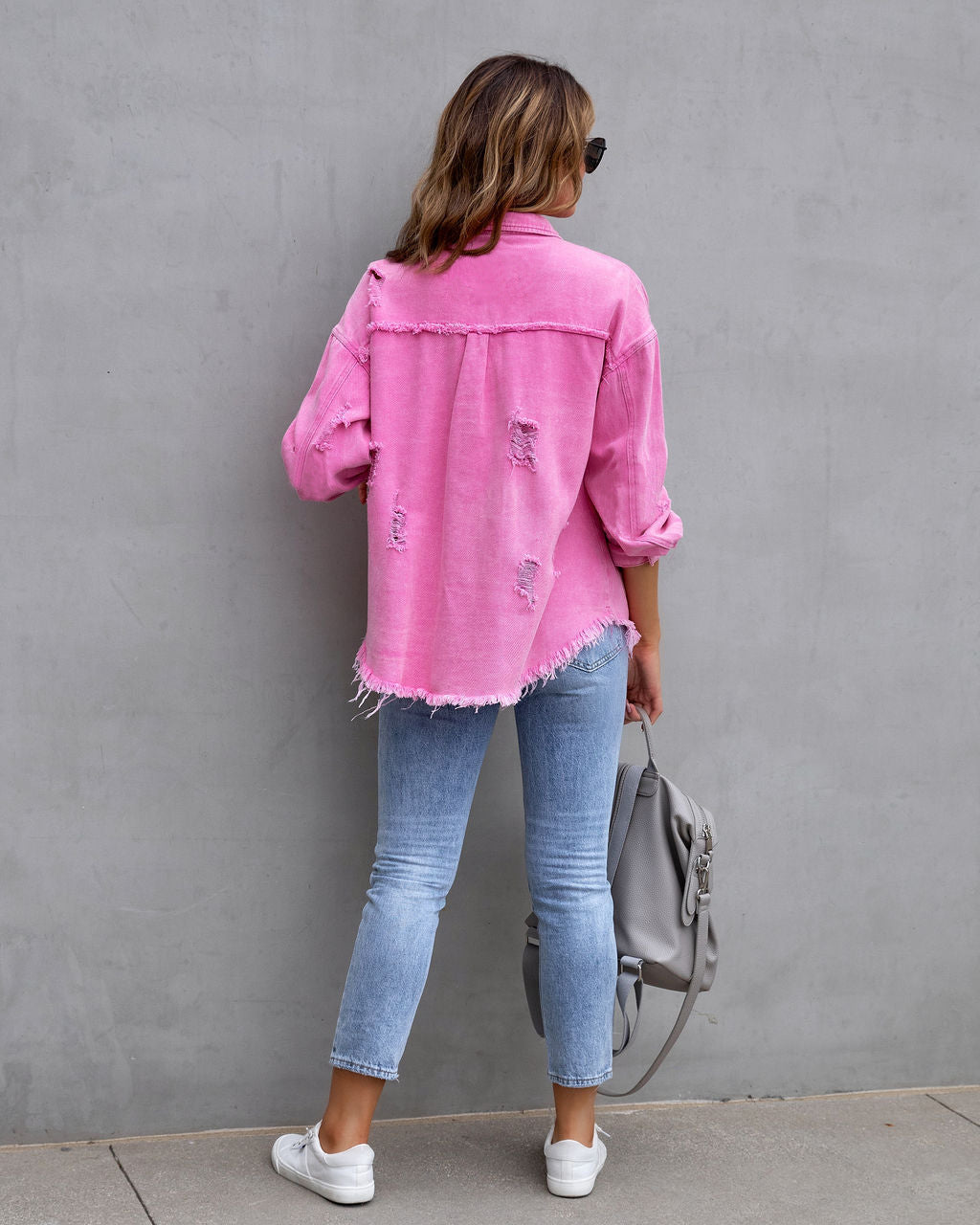 Fashion Ripped Shirt Jacket Female – Casual Autumn & Spring Tops