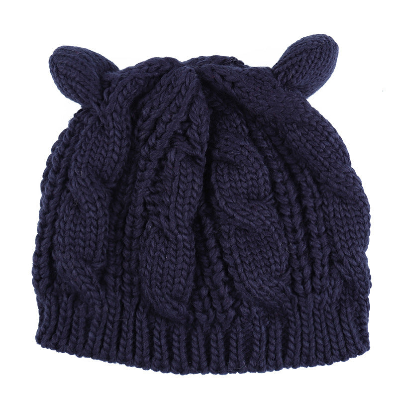 Hand Made 3D Cute Knitted Cat Ear Beanie Winter Hat