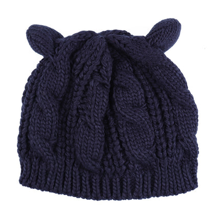 Hand Made 3D Cute Knitted Cat Ear Beanie Winter Hat