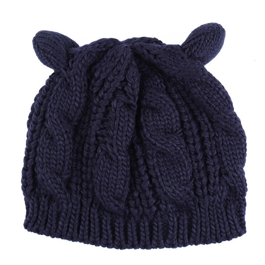 Hand Made 3D Cute Knitted Cat Ear Beanie Winter Hat