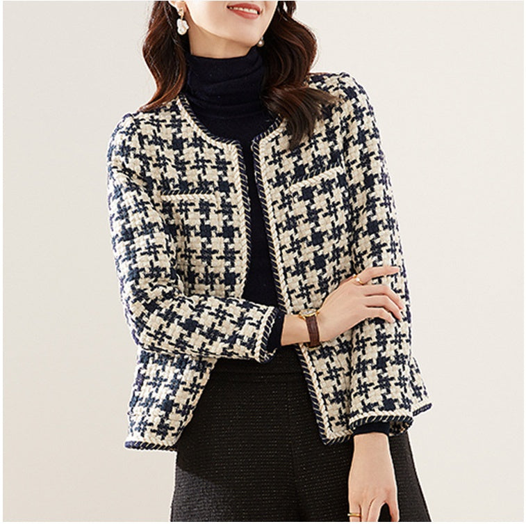 Houndstooth Small Fragrance Jacket For Women