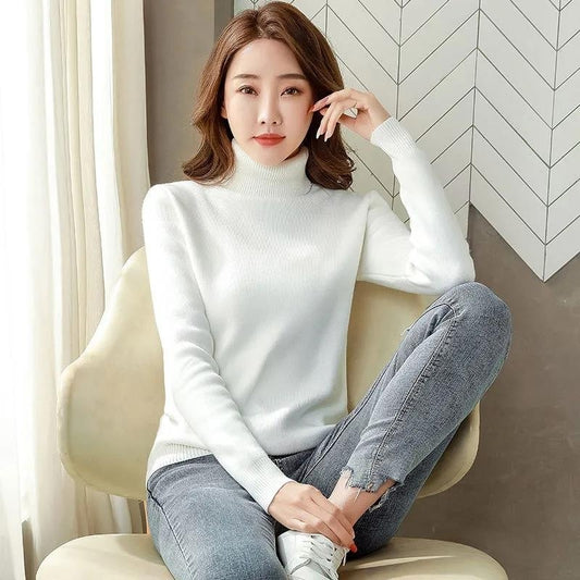 Turtle Neck Winter Sweater for Women – Thick Warm Knitted Pullover