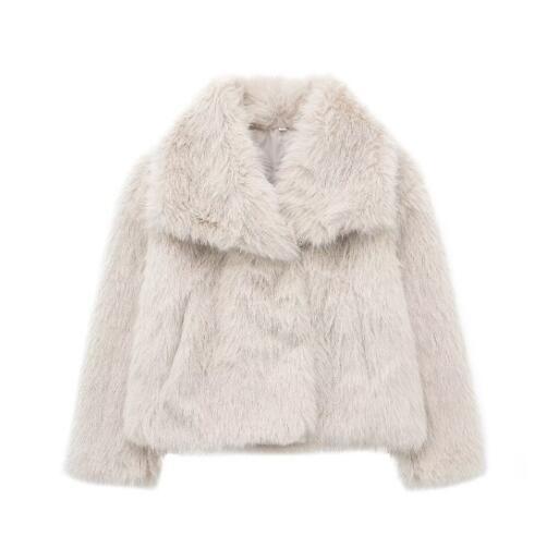 Winter Plush Coat Warm Thicken Fluffy Lapel Jacket