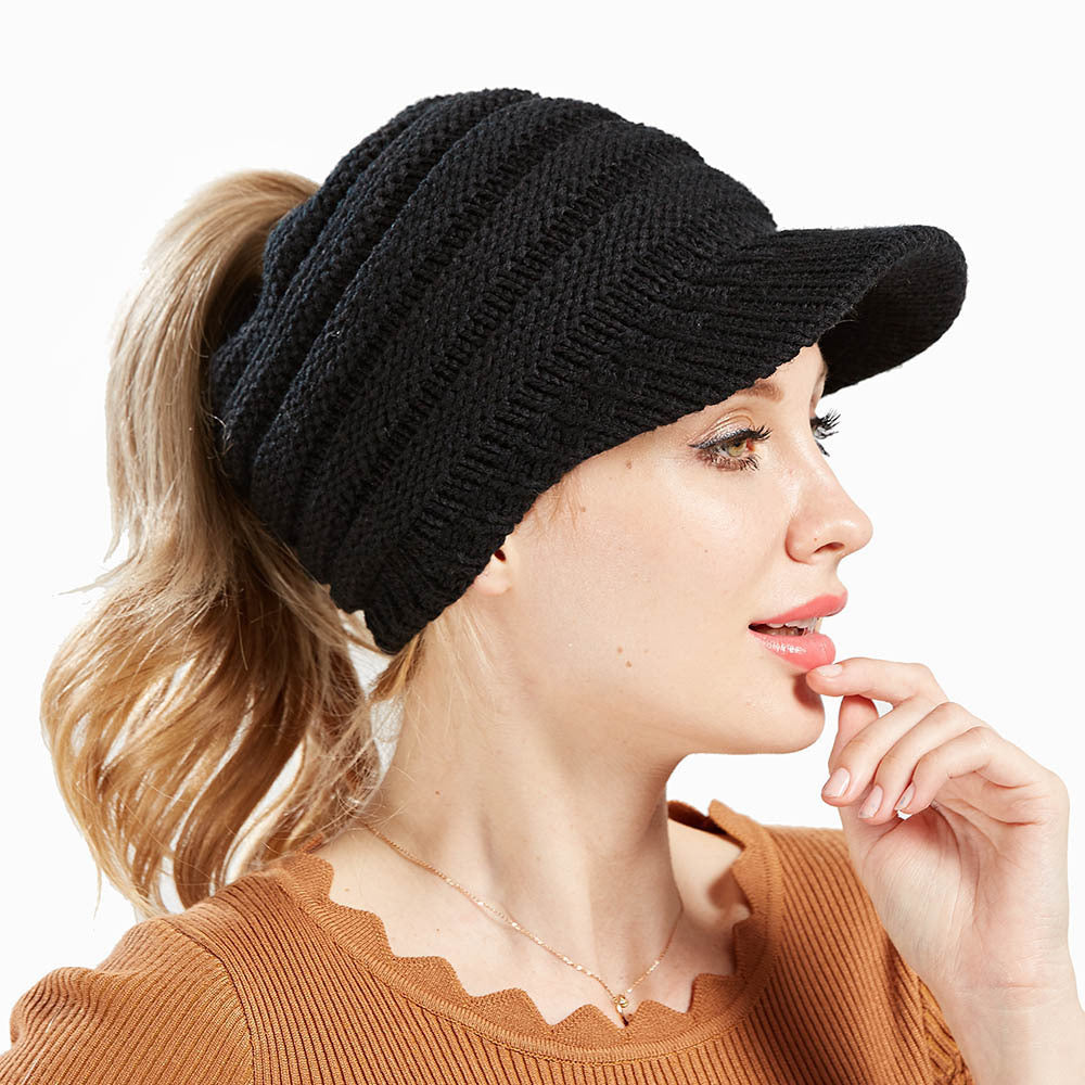 Women Ponytail Beanies – Soft Knit Winter Hats