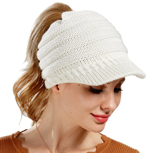 Women Ponytail Beanies – Soft Knit Winter Hats